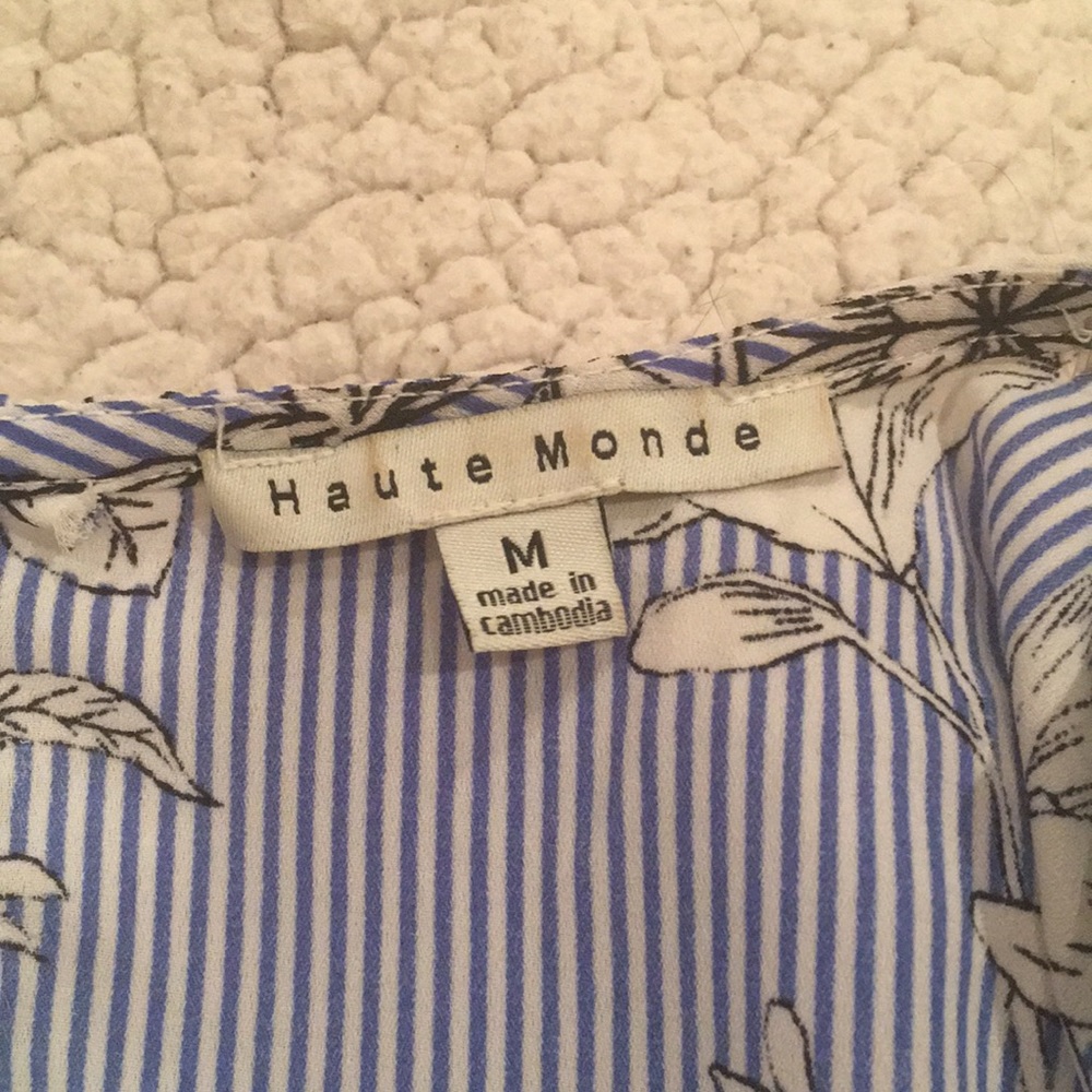 Haute Monde Floral Striped Tie Waist Romper - Picture 7 of 9